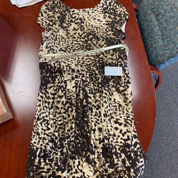 Eliza J Watercolor Leopard Belted Dress 16W NWT Mob Wife Chic - Picture 8 of 8
